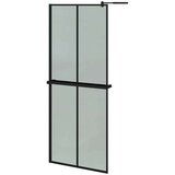 Pregrada za tuš s policom crna 80 x 195 cm s mutnim staklom ESG | shoptok.hr