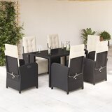 vidaXL 7-dijelni vrtni blagovaonski set s jastucima crni od poliratana | shoptok.hr