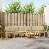  Set vanjskih sofa s jastukom 7 pcs Bijela i bež Poliester | Eponuda.com