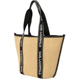 Karl Lagerfeld Torba za na plažo 'Essential' pesek / črna / bela | Shoptok.si