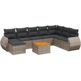  9-dijelni set vrtnih sofa od poliratana s jastucima sivi | shoptok.hr