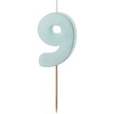PARTY DECO svečka za rojstni dan številka 9, svetlo modra, velikost 5,5 cm | Shoptok.si