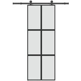vidaXL Drsna vrata z opremo 76x205 cm kaljeno steklo in aluminij | Shoptok.si