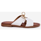 Zazoo Leather Women's Slippers On Flat Heel White 3022 | Shoptok.si