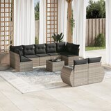 Maison Chic Seti vrtnega pohištva - Vrtna garnitura - Vrtni pohištvo set 10-delna z blazinami sv. siv poli ratan, (21815423) | Shoptok.si