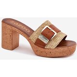 Zazoo Leather Women's Heeled Sandals With Buckle And Braiding Brown 40459 | shoptok.hr