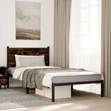 Maison Chic Kovinski Posteljni okvir - Enojna postelja - Postelja za odrasle brez vzmetnice dimljen hrast 100x200cm, (21694241) | Shoptok.si