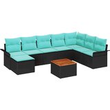  Vrtna sedežna garnitura z blazino 9 pcs Črna poli ratan, (5000153303) | Shoptok.si