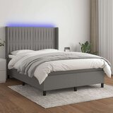  Box spring postelja z vzmetnico LED temno siva 140x190 cm blago, (21118408) | Shoptok.si