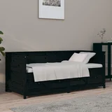  Dnevni krevet crni 100 x 200 cm od masivne borovine