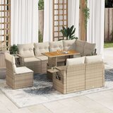 vidaXL 9-dijelni set vrtnih sofa s jastucima bež od poliratana | shoptok.hr