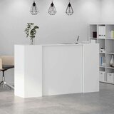  pisalna miza z recepcijskim pultom in omarami, inženirski les, bela, 180x50x103,5 cm | Shoptok.si