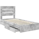  Krevet s od storage Betonski sivi 90 x 190 cm Konstruirano drvo | shoptok.hr