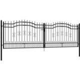  Vrata za ogradu KAMPEN s kopljem na vrhu crna 394,5 x 125 cm čelična | shoptok.hr