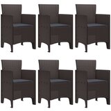  Vrtna garnitura - 7-dijelni vrtni blagovaonski set s jastučićima Smeđi Poli ratan | shoptok.hr