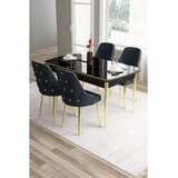 Hanah home trpezarijski set Tia, sto i 4 stolice, ploča u dekoru crnog mermera, zlatne noge, antracit tkanina Babyface | Eponuda.com