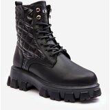 Kesi Leather work boots with flat heels GOE Black Cene