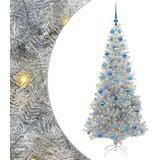 vidaXL Božično drevo med 300 LED z stojalom srebrna 180 cm PET | Shoptok.si