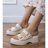 Gemre White slides with buckles on straps Wollis | Shoptok.si