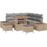 8 8-delni vrtni kavč set z blazinami bež poli ratan acacia | Shoptok.si