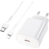 hoco. polnilec N22 Jetta PD 25W Type C s kablom Type C - Lightning - bel | Shoptok.si