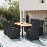 vidaXL 9-dijelni vrtni blagovaonski set poliratan i drvo bagrema crni | shoptok.hr
