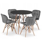 BOLZZ TORINO OKRUGLI STO 80 cm BLACK + FERRA trpezarijske stolice set 4 kom Velvet siva BOLTORTBLBLK + KJC208 GRAY | ePonuda.com