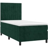  Krevet box spring s madracem LED tamnozeleni 80 x 200 cm baršun | shoptok.hr