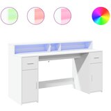 Maison Chic Pisalna miza - pisarniška miza - Računalniška miza z LED lučkami bela 160x55x91 cm inženirski les, (21785015) Cene