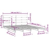  Okvir kreveta bez madraca 140 x 190 cm od masivne borovine | shoptok.hr