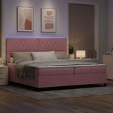  LED Box Spring Krevet s madracem Ružičasta 200 x 200 cm Baršun | shoptok.hr