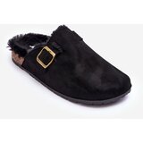 Kesi Women's suede flip-flops with fur black haidamia | Shoptok.si