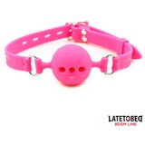 LATETOBED BDSM Line Breathable Silicone Ball Gag Size M Ball 4.5cm Pink Cene