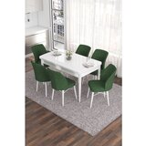 Hanah home Eva - White, Khaki WhiteKhaki Extendable Dining Table & Chairs Set (7 Pieces) | ePonuda.com