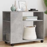 vidaXL Stranska mizica s koleščki betonsko siva 70x35x60 cm inž. les | Shoptok.si