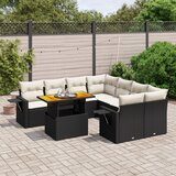 The Living Store Vrtna sedežna garnitura 9-delna z blazinami črn poli ratan - Vrtna Sedežna Garniture, (21479480) | Shoptok.si