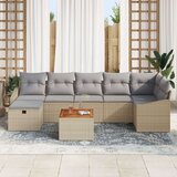  8-delni vrtni kavč set s blazinami bež poli ratan, (22092589) | Shoptok.si