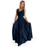 Numoco Long satin dress with a neckline and a bow Cijene