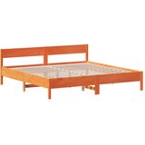 vidaXL Posteljni okvir z vzglavjem voščeno rjava 200x200 cm borovina, (21081742) Cene