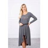 Kesi Dress with decorative belt and graphite inscription | Shoptok.si