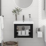 vidaXL Stenski kopalniški regal črn 40x38x31 cm železo Cene