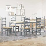  7 kosi jedilnega kompleta Panama Siva Masivni les borovega lesa, (21746622) | Shoptok.si