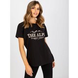 Fashion Hunters Black and beige loose-fitting cotton t-shirt Cene