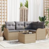 vidaXL 5-delni set zunanjih kavčev z blazinami črn poli ratan | Shoptok.si