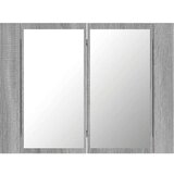 vidaXL LED omarica z ogledalom siva sonoma 60x12x45 cm inženirski les | Shoptok.si