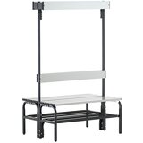 Sypro garderobna klop z aluminijastimi letvami, vxg 1650 x 725 mm, dvostranska izvedba, dolžina 1015 mm, 6 kljukic, antracitne barve, rešetka za čevlj Cene