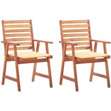 Maison Chic Vrtni jedilni stoli - Stol za vrt 2 kosa z blazinami trden akacijev les JS319, (21878932) | Shoptok.si