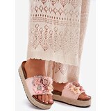 Boto Ladies Platform Sandals With Braiding And Flowers Pink Chellia | shoptok.hr