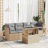  5-dijelni vrtni set sofa s jastucima bež od poliratana | shoptok.hr