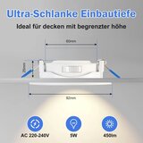 HEROMIND 4x 92 mm ultra ploski LED vgradni reflektor 5 W IP44 | Shoptok.si
